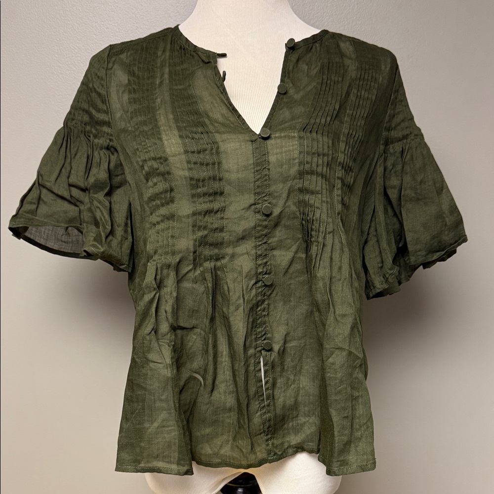 Banana Republic 100% Ramie Button-Front Blouse – Size S
